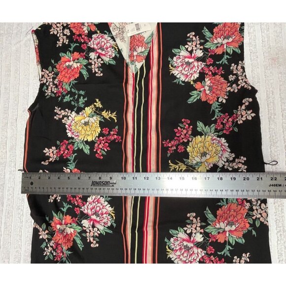 dRA Women's Straight Midi Dress Medium V-Neck Striped Floral Multicolor Pullover - Picture 5 of 7